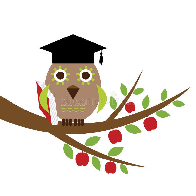 Coruja sábia em um chapéu da graduação ilustração stock Coruja sábia em um chapéu da graduação ilustração stock