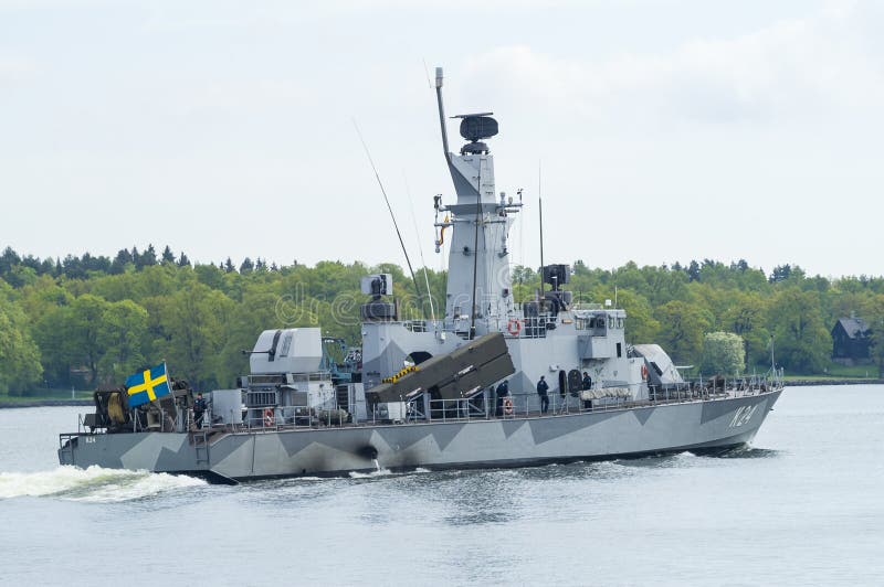 HMS Sundsvall, K24 at slow speed in Stockholm inlet. The Göteborg class is a class of corvettes in the Swedish Navy, built between 1986 and 1993. The class is armed with eight RBS-15 anti-ship missiles, torpedoes, one 57mm cannon and one 40mm cannon. Two Göteborg-class corvettes remain in service today, rebuilt and now called Gävle-class. HMS Sundsvall, K24 at slow speed in Stockholm inlet. The Göteborg class is a class of corvettes in the Swedish Navy, built between 1986 and 1993. The class is armed with eight RBS-15 anti-ship missiles, torpedoes, one 57mm cannon and one 40mm cannon. Two Göteborg-class corvettes remain in service today, rebuilt and now called Gävle-class.