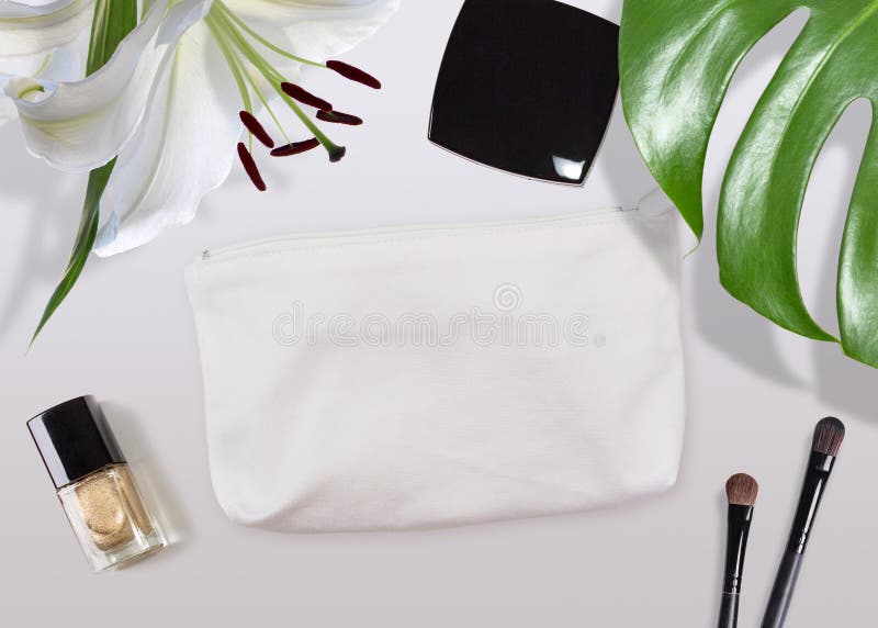 Download Cosmetic Bag Mock-up Surrounded By Make-up Stuff And ...