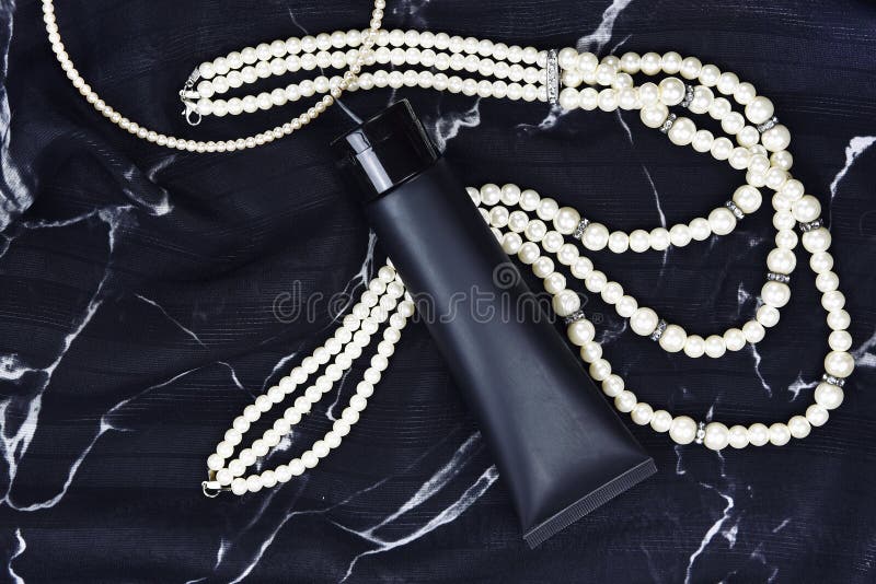 Cosmetic bottle containers with luxury women accessories, Blank label for branding mock-up.