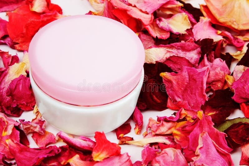 Cosmetic Can and Rose Petals Stock Image Image of skin, petals 16637237