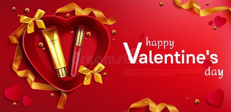 Cosmetic Cream Tube and Lipstick for Valentine Day Stock Vector ...