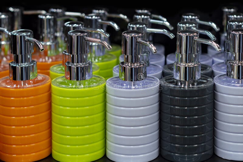 Cosmetic Dispensers in a Row. Front View Stock Photo Image of beauty, face 174660554