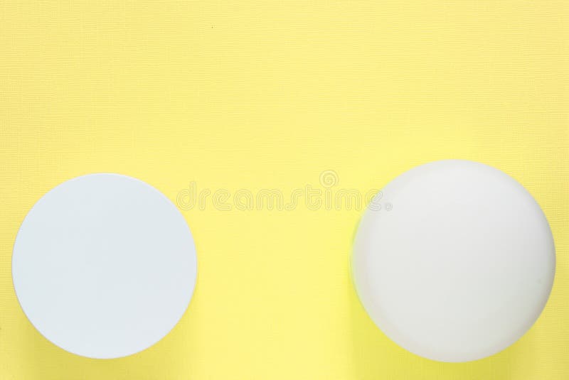 Download Cosmetic Jars On A Yellow Background Health And Beauty Top View Stock Photo Image Of Container Liquid 164514800 Yellowimages Mockups