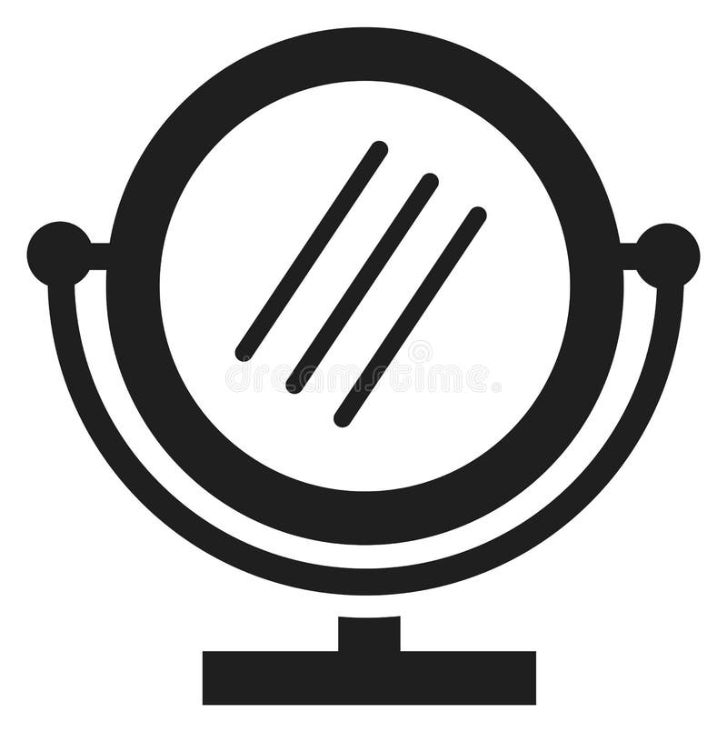 Cosmetic mirror icon. Black small round frame vector illustration