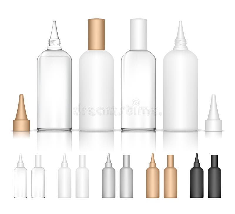 Cosmetic plastic bottle. Liquid container for gel, lotion, cream, skincare, medicine. Beauty product package.