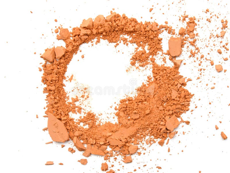 Cosmetic Powder Orange Crushed Blush Palette Isolated on White. Stock