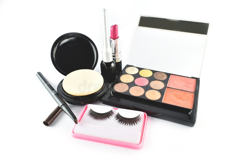 Cosmetic Products On White Background. Stock Image Image of mirror
