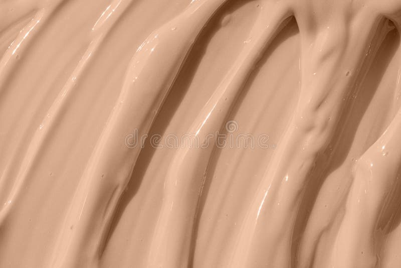 Cosmetic tonal moisturizer, bb cream swatch sample. Beige nude liquid foundation texture, concealer smear smudge drop