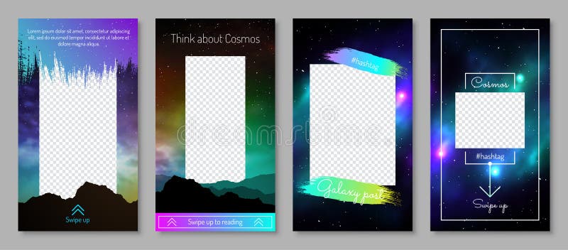 Cosmic blog post design with swipe up vector illustration