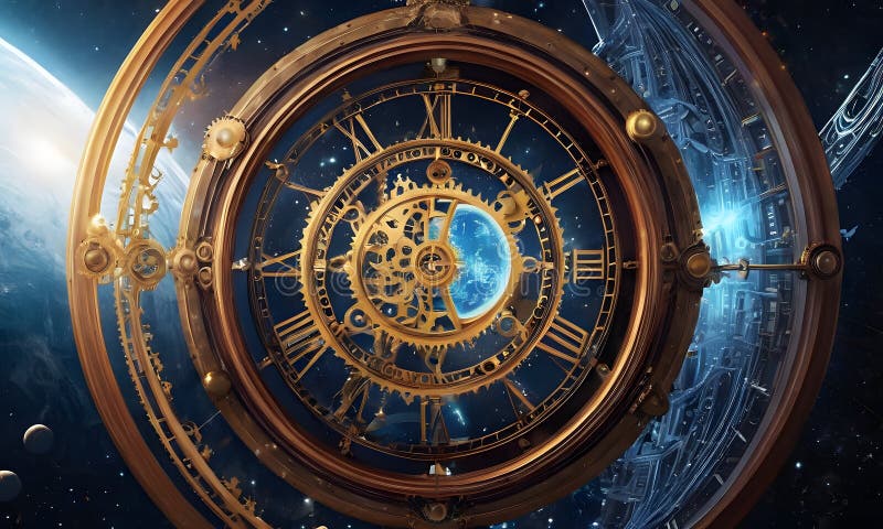 Cosmic Clock Unveiling Time in Space AI Generated