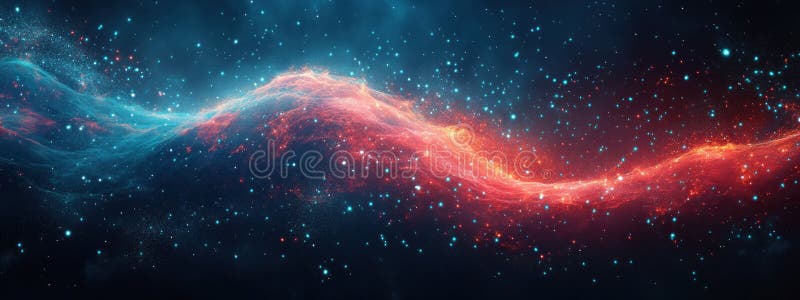 Cosmic Deep Navy Banner z Neon Pink Confetti Starry Frame ilustracji