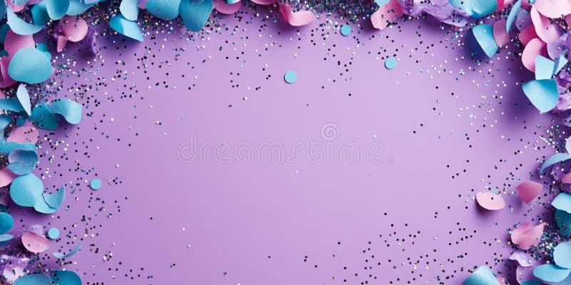 Cosmic Deep Navy Banner z Neon Pink Confetti Starry Frame ilustracji