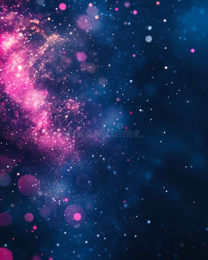 Cosmic Deep Navy Banner z Neon Pink Confetti Starry Frame royalty ilustracja