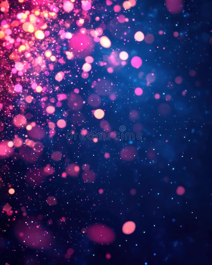 Cosmic Deep Navy Banner z Neon Pink Confetti Starry Frame royalty ilustracja