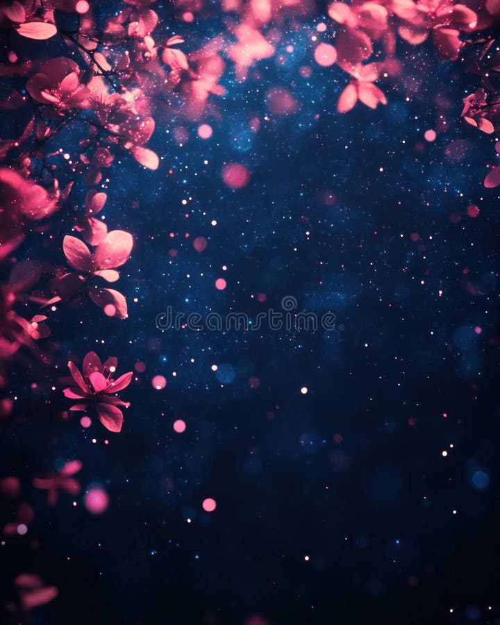 Cosmic Deep Navy Banner z Neon Pink Confetti Starry Frame royalty ilustracja