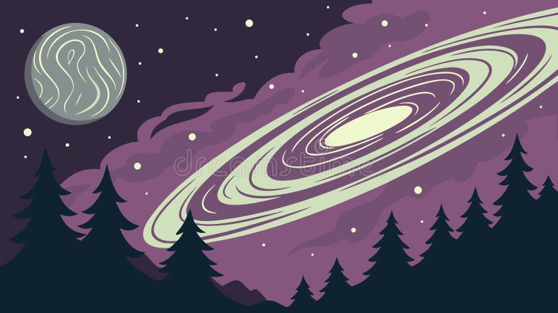 Cosmic Galaxy Horizon: Abstract Universe Scene, vector design Generative AI vector illustration