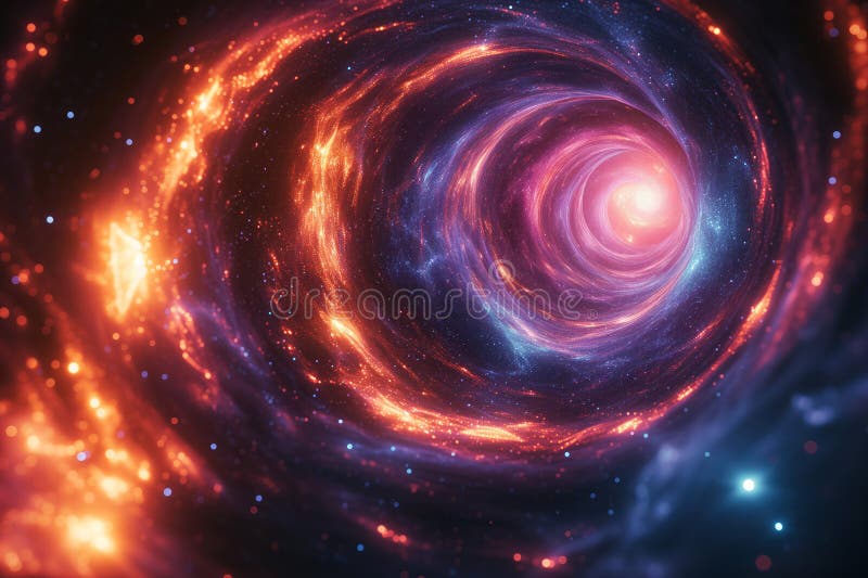 Cosmic gateway digital time quantum tunnel provides means of travel through space stock photography