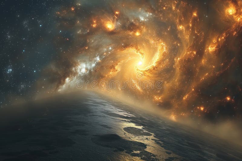 Cosmic gateway digital time quantum tunnel is space gate for traveling through space stock photo