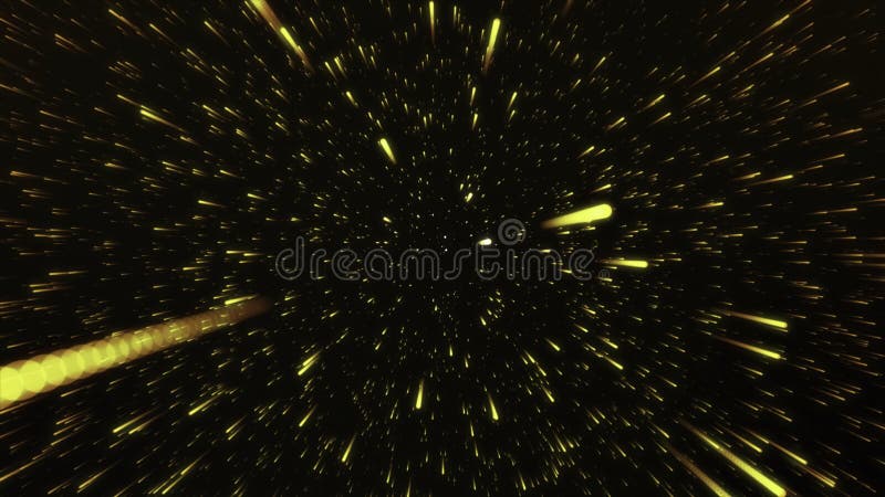 Cosmic stream with glowing lines. Motion. Beautiful cosmic stream of glowing meteors. Glowing flying rays in outer space vector illustration