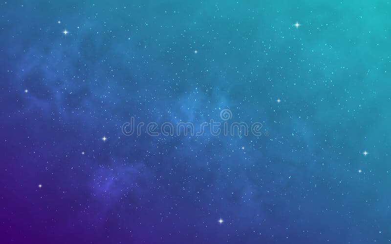 Cosmos background. Starry universe texture. Beautiful color galaxy. Glowing aurora effect. Magic gradient with stars vector illustration