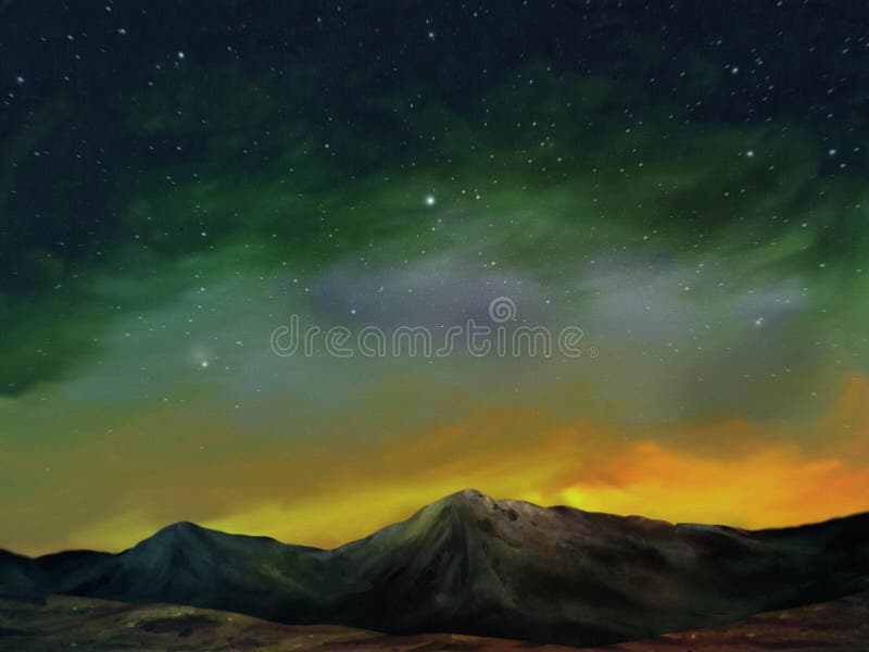 Cosmos - Digital Landscape Painting vector illustration