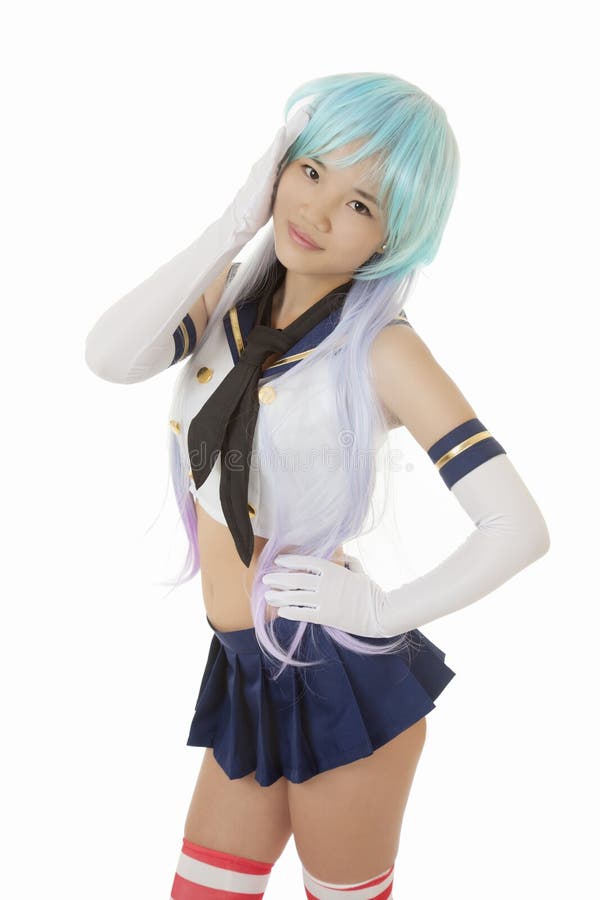 Cosplay a isolé sur le blanc image stock Cosplay a isolé sur le blanc image stock