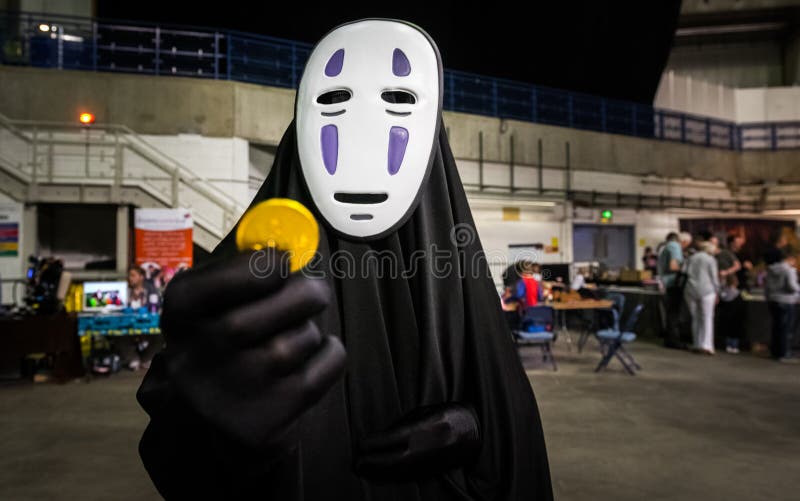 Cosplayer dressed as `No Face` from `Spirited Away`