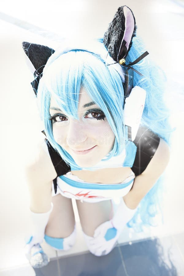 Cosplaymeisje, Japanse manga van het kostuumbeeldverhaal royalty-vrije stock foto's Cosplaymeisje, Japanse manga van het kostuumbeeldverhaal royalty-vrije stock foto's