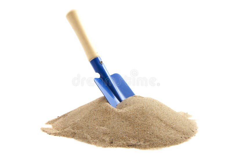 Pile of sand with spade isolated over white. Pile of sand with spade isolated over white