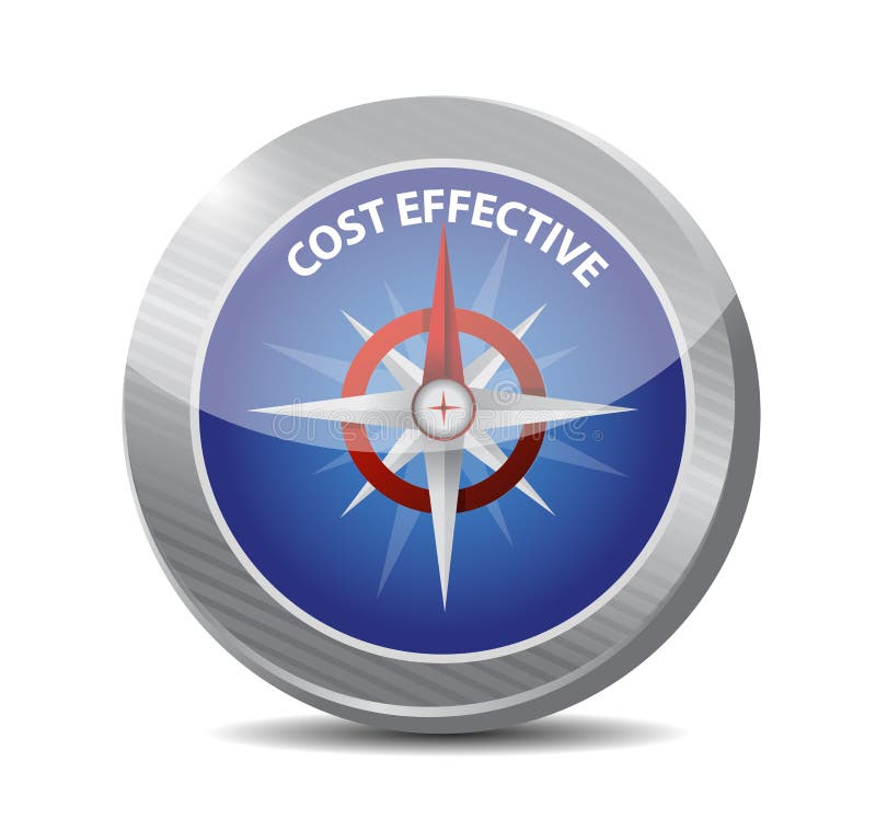Cost effective compass sign concept stock illustration