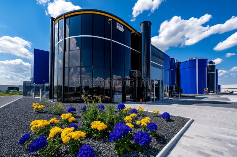 Cost-effective garbage management is illustrated in a minimalist design focusing on the efficiency and structure of a modern waste royalty free illustration