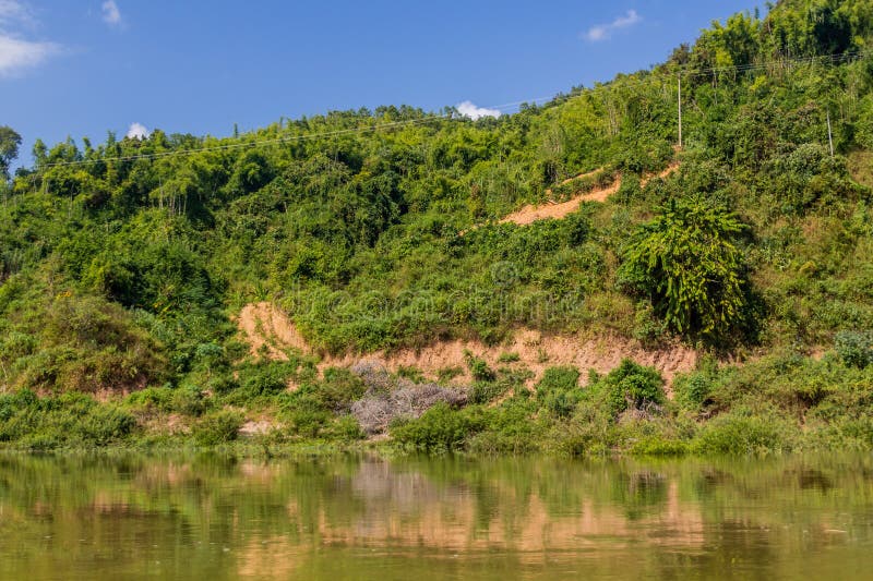 Coast of Nam Ou 3 reservoir, Laos. Coast of Nam Ou 3 reservoir, Laos