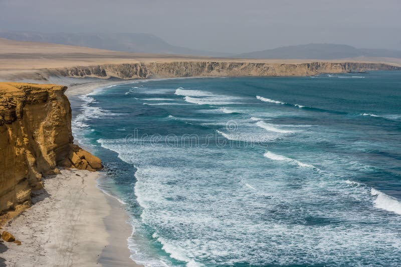 Costa Peruviana Della Baia Di Paracas Ad Ica Peru Fotografia Stock