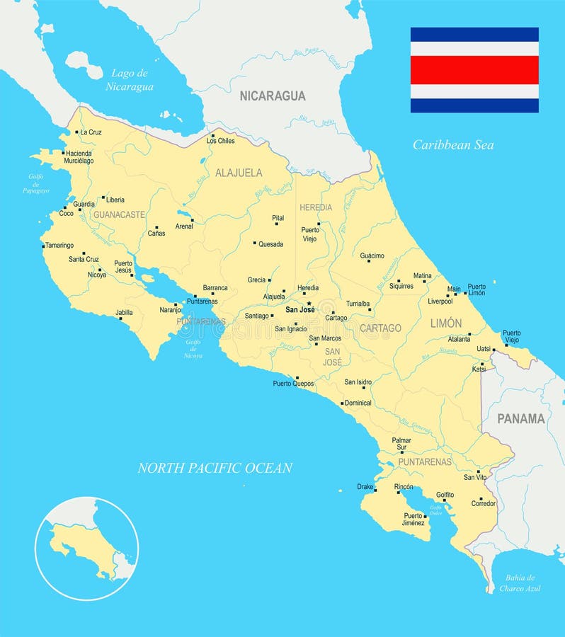 Costa Rica Map - illustrazione dettagliata di vettore royalty illustrazione gratis Costa Rica Map - illustrazione dettagliata di vettore royalty illustrazione gratis