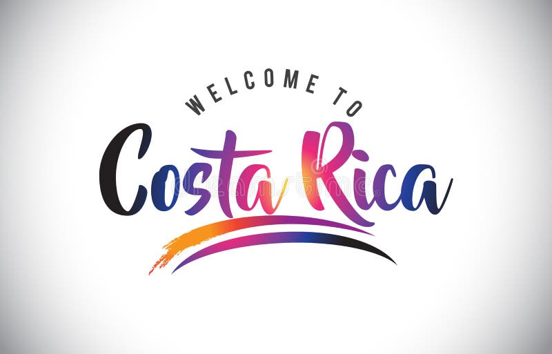 Costa Rica Welcome To Message em cores modernas vibrantes roxas