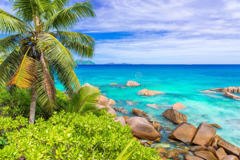 Tropical coast of La Digue, Seychelles - paradise destination for vacation. Tropical coast of La Digue, Seychelles - paradise destination for vacation