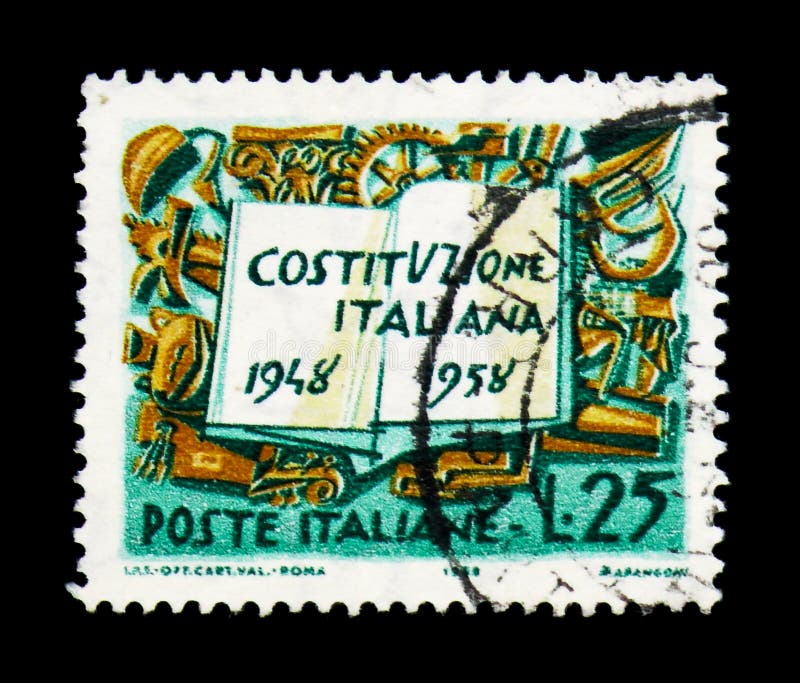 Costituzione e simboli italiani del lavoro, anneversa di dieci anni immagine stock libera da diritti Costituzione e simboli italiani del lavoro, anneversa di dieci anni immagine stock libera da diritti