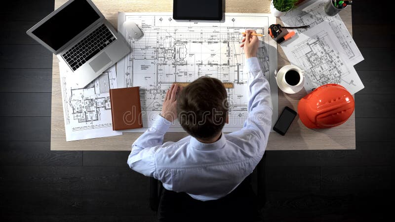 Costruisca il piano di costruzione, l'ingegneria della sicurezza, pianificazione del disegno di posizione dell'ufficio immagini stock libere da diritti Costruisca il piano di costruzione, l'ingegneria della sicurezza, pianificazione del disegno di posizione dell'ufficio immagini stock libere da diritti