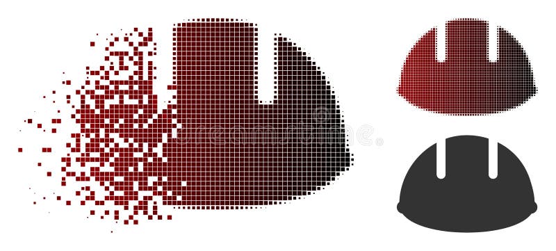 Costruttore di semitono dissolto Helmet Icon del pixel illustrazione vettoriale