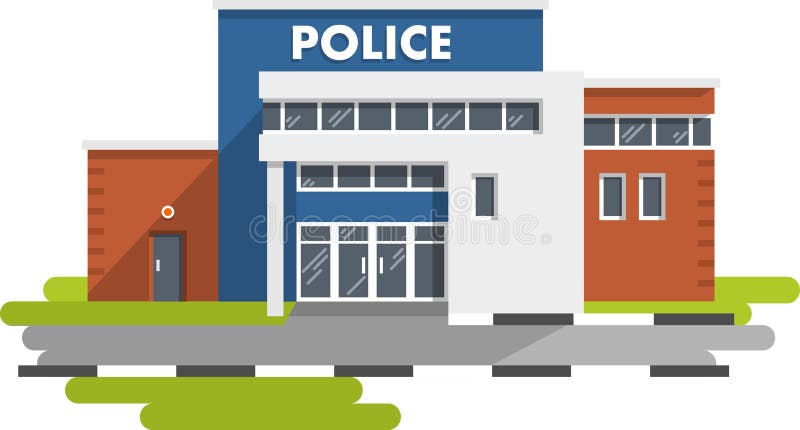 Costruzione del commissariato di polizia sul fondo bianco illustrazione di stock Costruzione del commissariato di polizia sul fondo bianco illustrazione di stock
