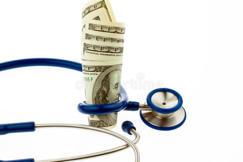 Costs of health with dollar bills