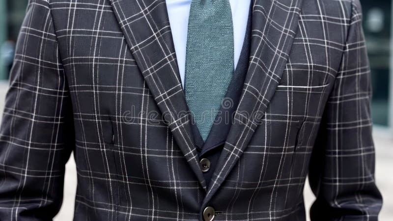 Costume élégant à carreaux avec Chemise bleue et Attache illustration libre de droits