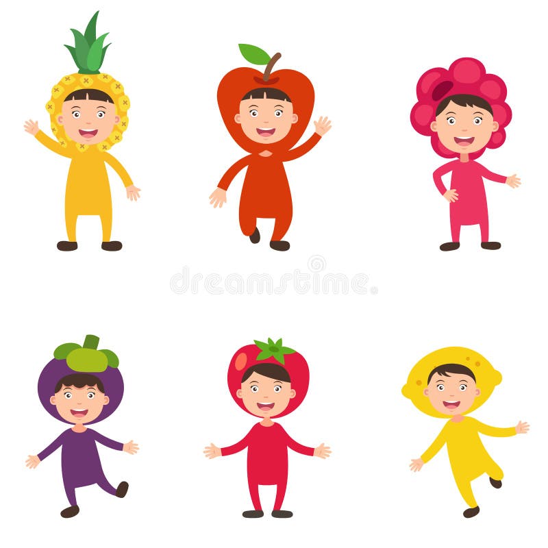 Costumes fruit kids vector stock vector. Illustration of dress 74792045
