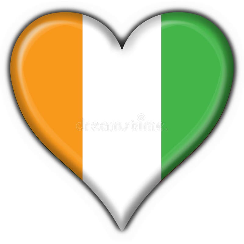 Cote d ivoire button flag heart shape