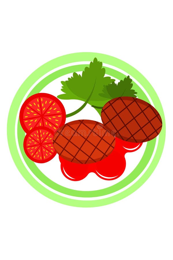 Cotolette con i verdi piatti illustrazione di stock Cotolette con i verdi piatti illustrazione di stock