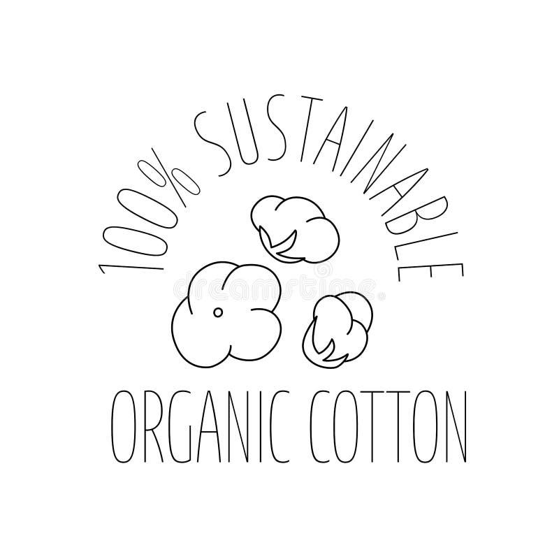 Coton biologique durable signe de label écologique naturel pour l'emballage imprimé produits durables biodégradables illustration libre de droits