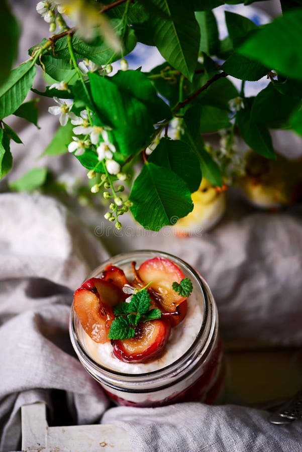 Cottage Cheese and Apples Dessert Stock Photo Image of mousse, cheese