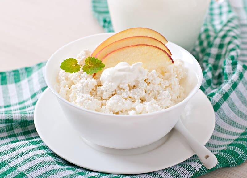 Cottage cheese with apples stock photo. Image of cheese 53516200