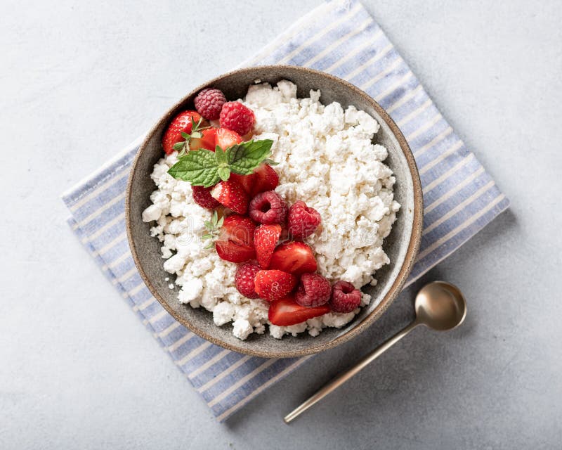 Cottage cheese bowl stock photo. Image of breakfast 190869680